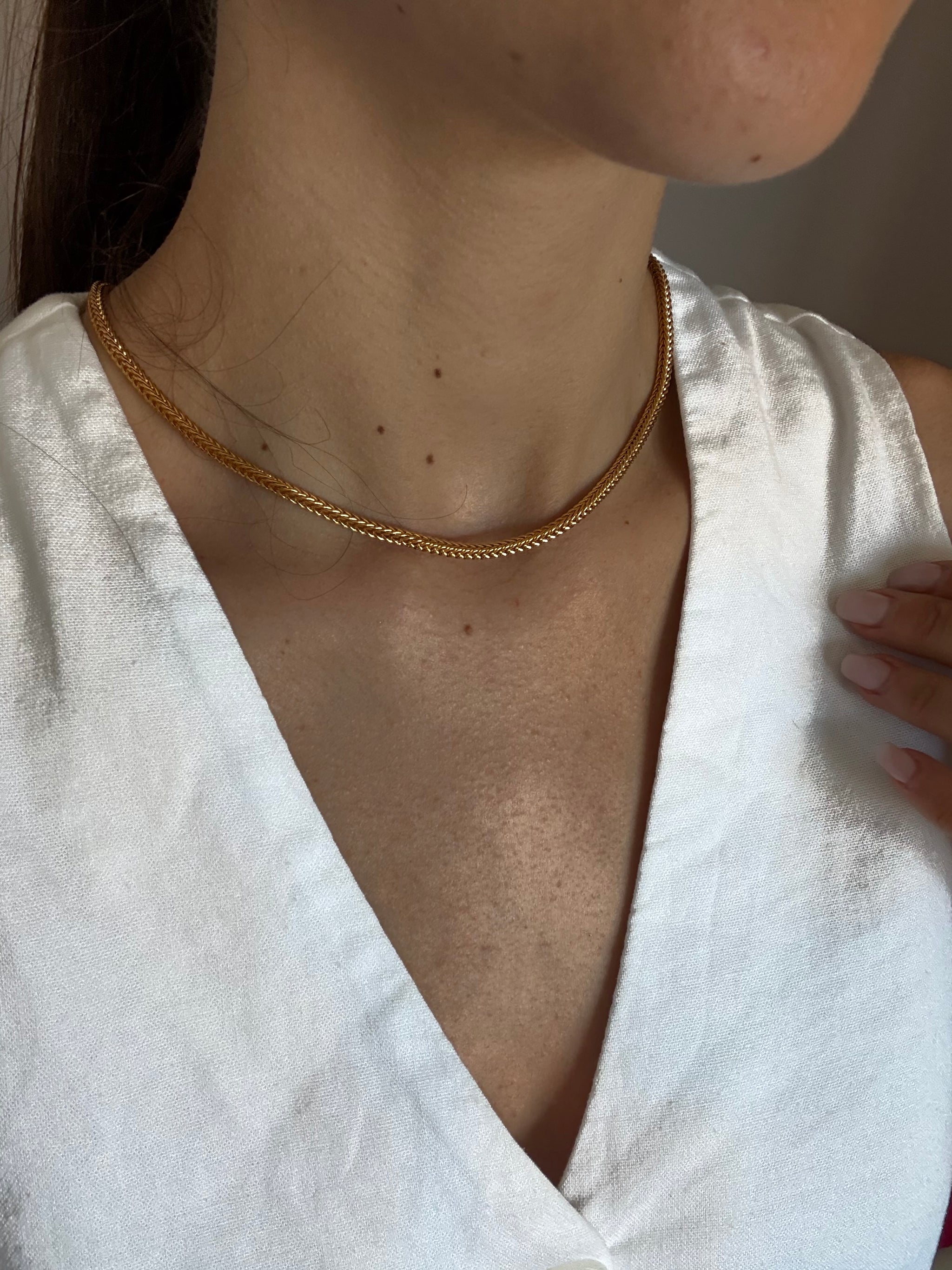 Collier vintage maille fine carrée