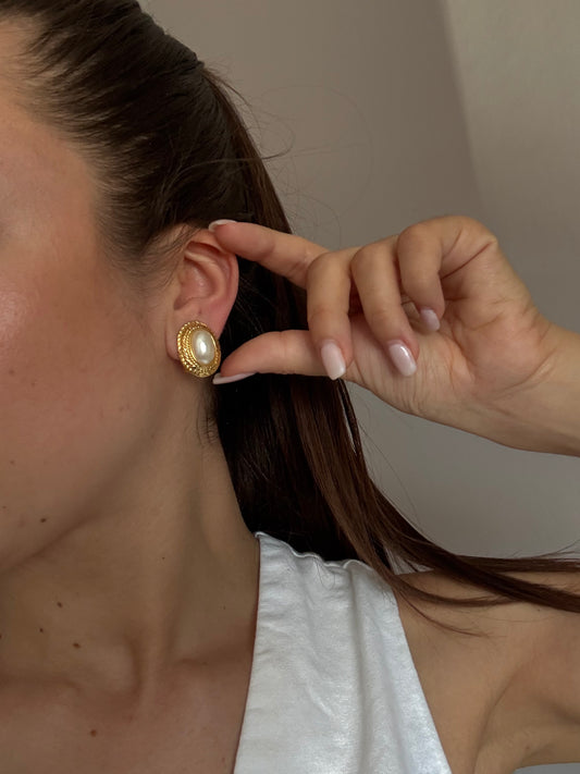 Boucles d’oreilles vintage ovales perles fantaisies