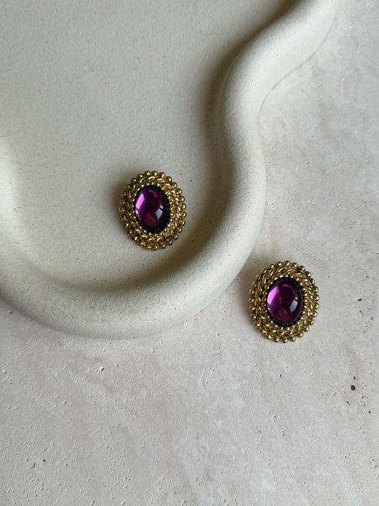 Boucles d’oreilles vintage violettes ovales