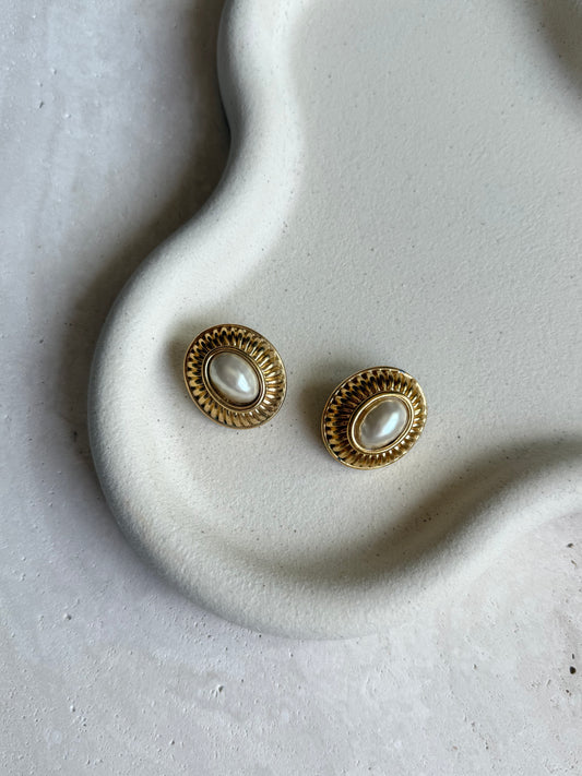 Boucles d’oreilles vintage ovales perles Agatha