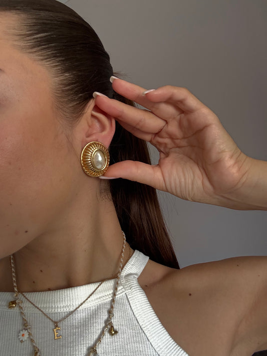 Boucles d’oreilles vintage ovales perles Agatha