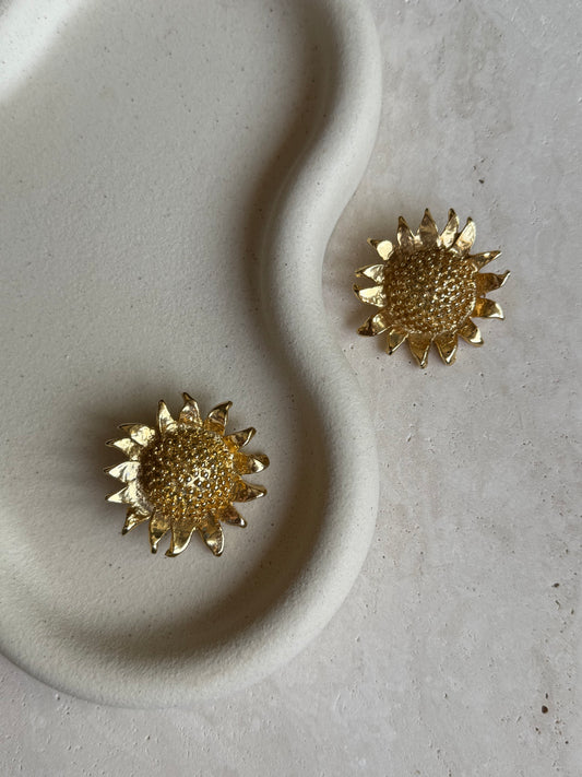 Boucles d’oreilles vintage tournesols dorés