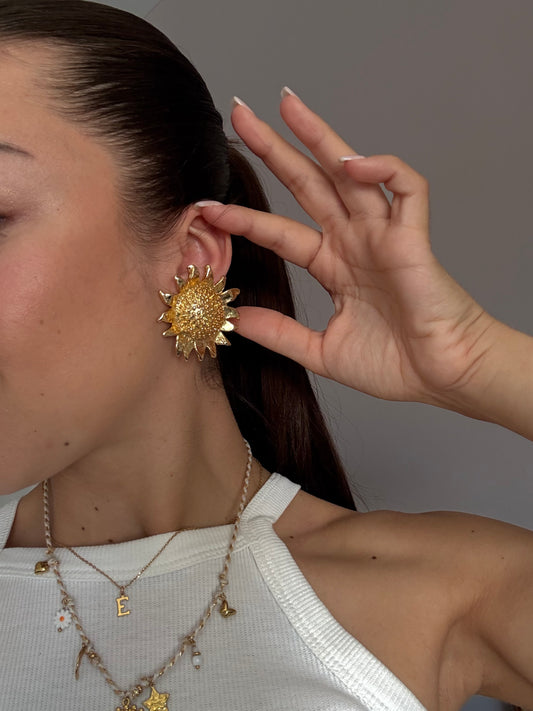 Boucles d’oreilles vintage tournesols dorés