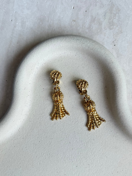 Boucles d’oreilles vintage pendantes pompons