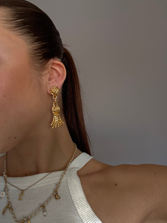 Boucles d’oreilles vintage pendantes pompons