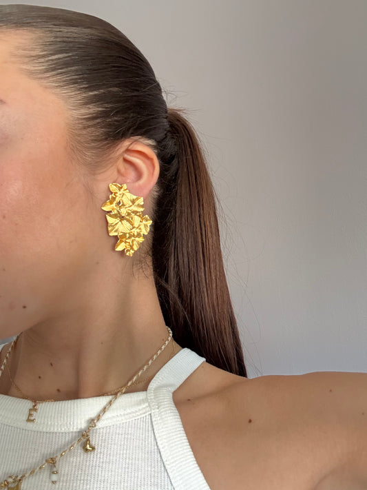 Boucles d’oreilles vintage feuilles dorées Dolce Vita