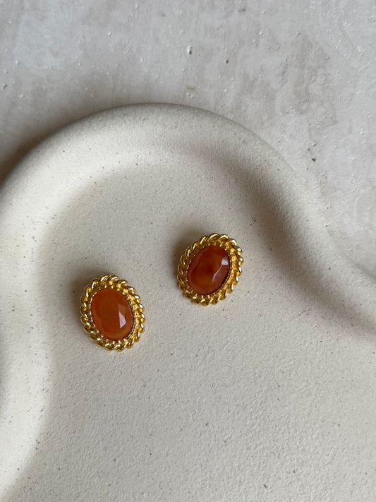 Boucles d’oreilles vintage orangées ovales