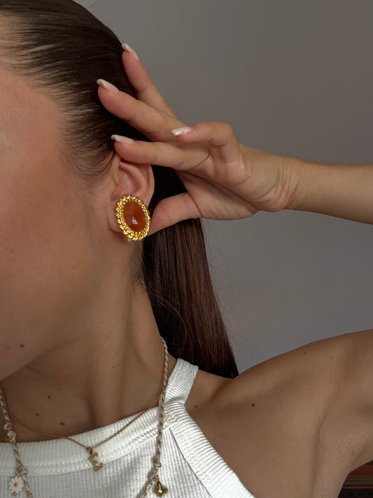 Boucles d’oreilles vintage orangées ovales