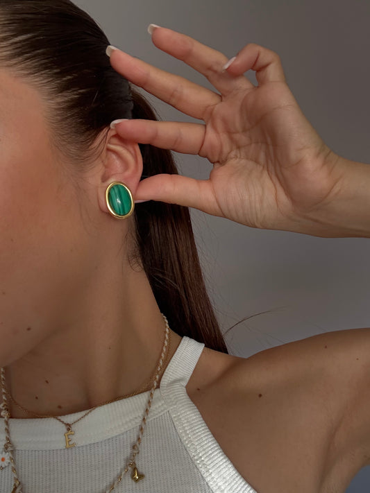 Boucles d’oreilles vintage vertes ovales