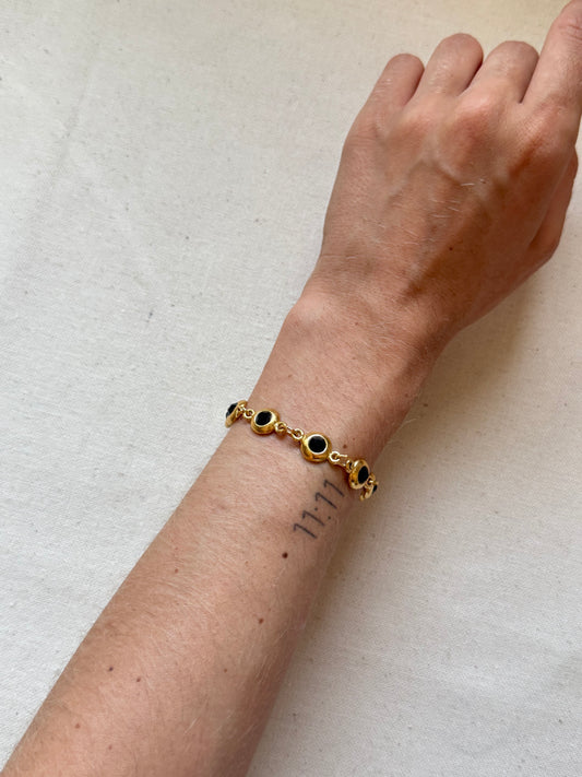 Bracelet vintage - strass noirs