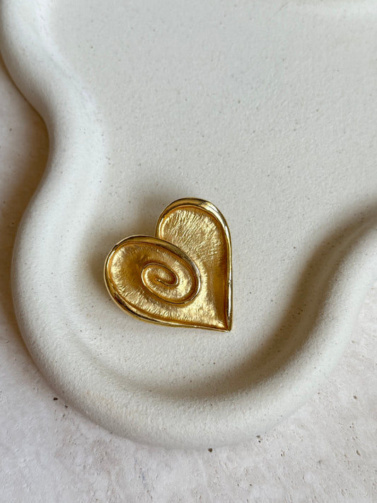 Broche coeur doré vintage