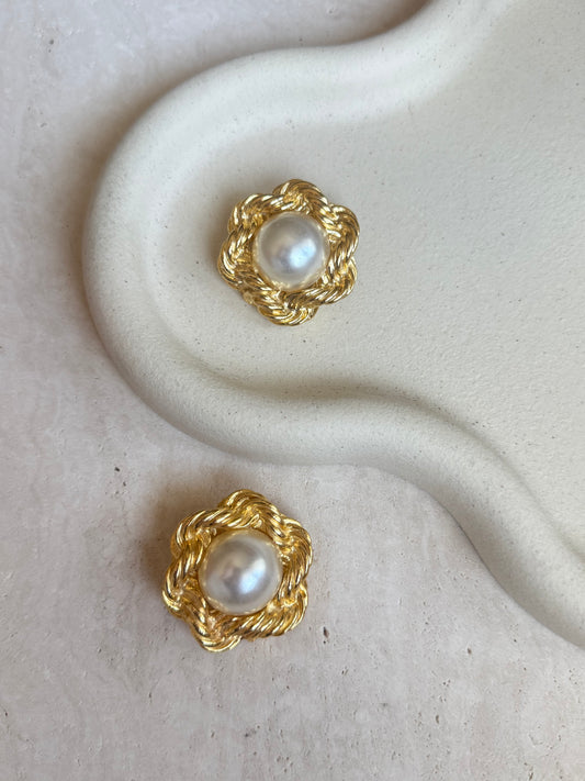 Boucles d’oreilles vintage perles fantaisies XL