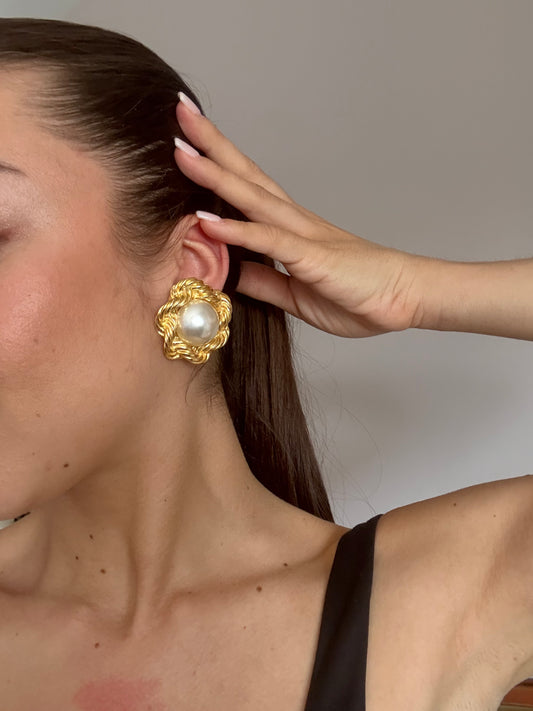 Boucles d’oreilles vintage perles fantaisies XL