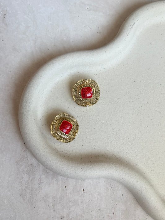 Boucles d’oreilles vintage carrées rouges