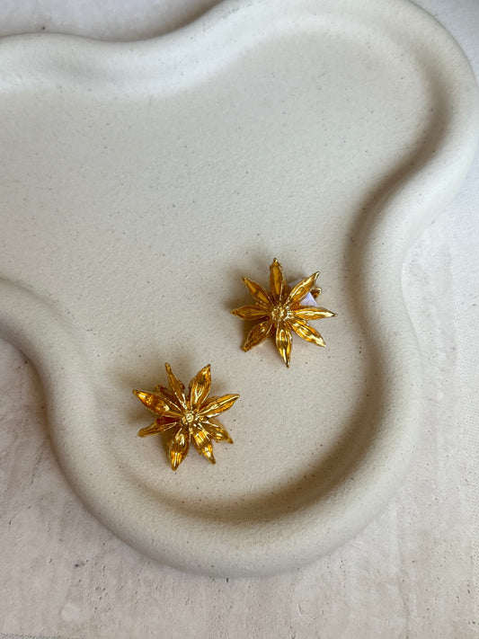 Boucles d’oreilles vintage fleurs dorées