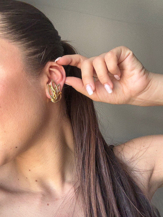Boucles d’oreilles vintage feuilles dorées Orena