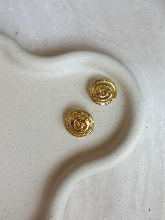 Boucles d’oreilles vintage spirales dorées