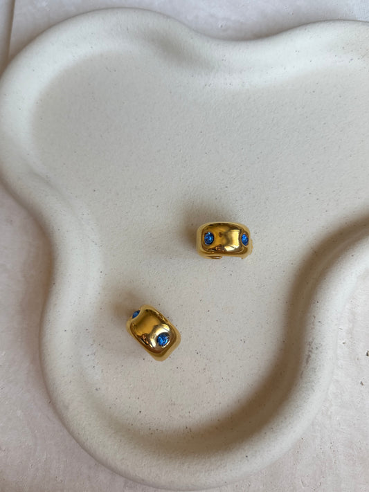 Boucles d’oreilles vintage - Créoles strass bleus