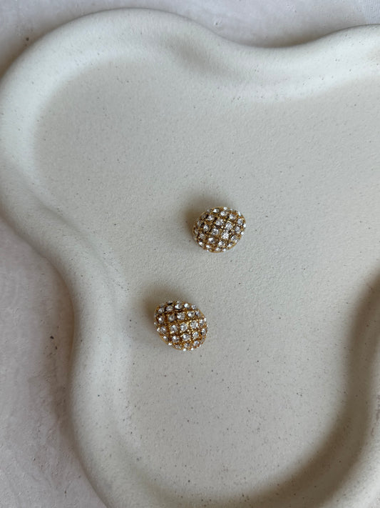 Boucles d’oreilles vintage créoles strass blancs