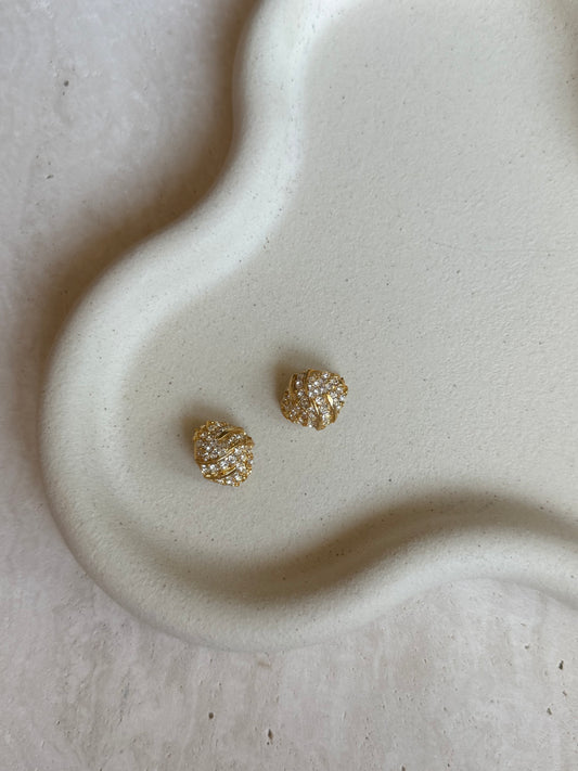 Boucles d’oreilles vintage carrées strass blancs