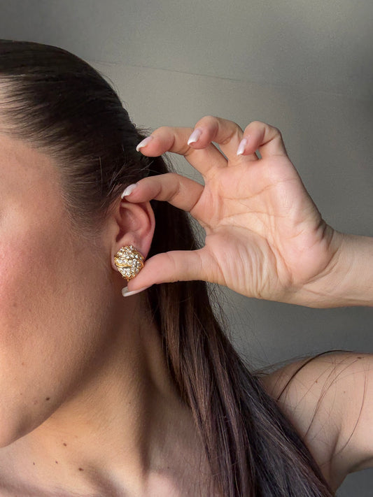 Boucles d’oreilles vintage carrées strass blancs