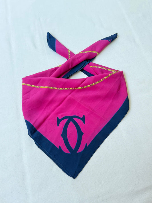 Foulard Cartier – Modèle bleu marine et fushia
