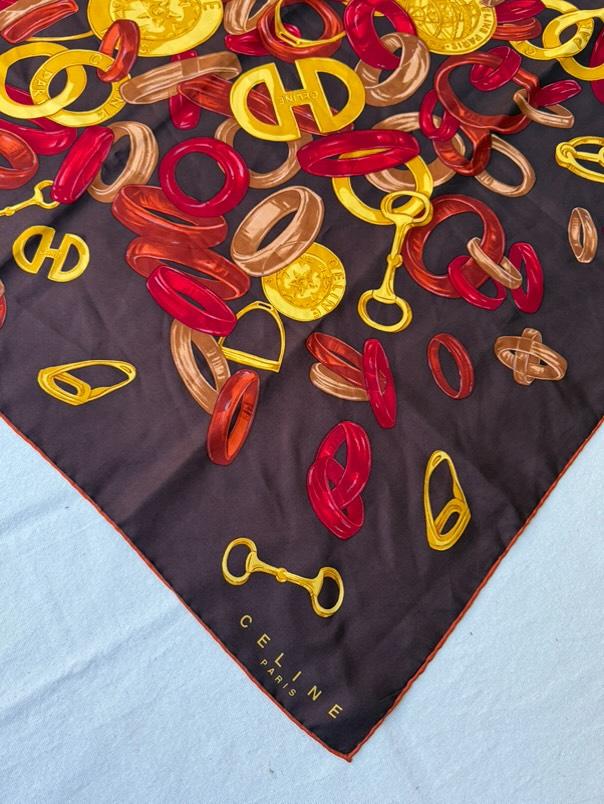 Foulard Céline – Marron chocolat et anneaux