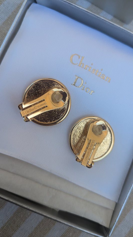 Boucles d’oreilles Christian Dior vintage - Rondes logo Dior