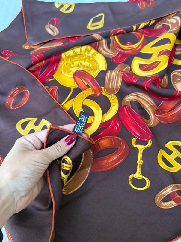 Foulard Céline – Marron chocolat et anneaux