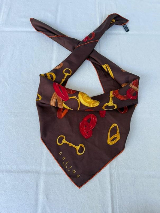 Foulard Céline – Marron chocolat et anneaux