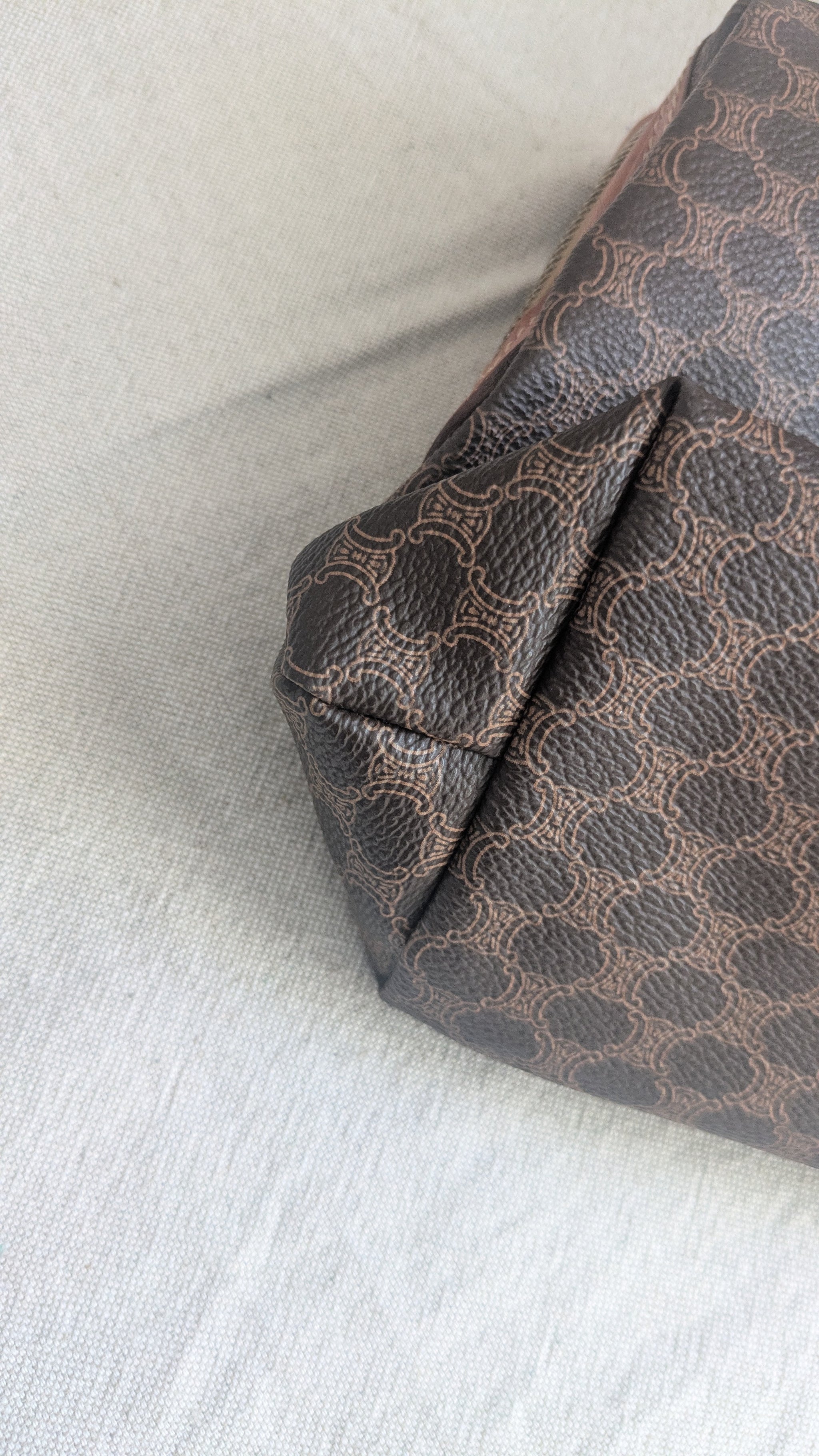 Trousse Céline vintage - Toile triomphe et cuir cognac