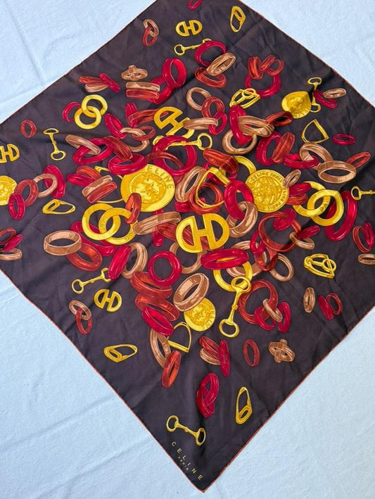 Foulard Céline – Marron chocolat et anneaux